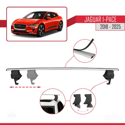 Compatible with Jaguar I-Pace 2018-2025 ACE-4 Car Roof Rack Cross Bar Grey Aluminium 2 Bars
