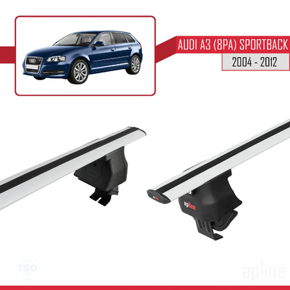 Compatible with Audi A3 (8PA) Sportback 2004-2012 ACE-4 Car Roof Rack Cross Bar Grey Aluminium 2 Bars
