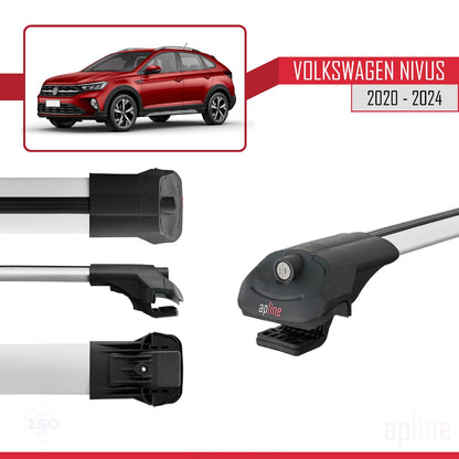 Compatible with VW Nivus 2020-2024 ACE-1 Car Roof Rack Cross Bar Grey Aluminium 2 Bars