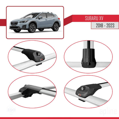 Compatible with Subaru XV 2 2018-2023 ACE-1 Car Roof Rack Cross Bar Grey Aluminium 3 Bars