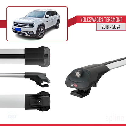 Compatible with Volkswagen Teramont (CA1) 2018-2024 ACE-1 Car Roof Rack Cross Bar Grey Aluminium 2 Bars