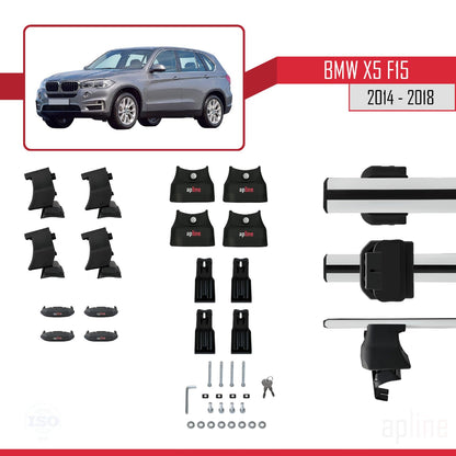 Compatible with BMW X5 (F15) 2014-2018 ACE-4 Car Roof Rack Cross Bar Grey Aluminium 2 Bars