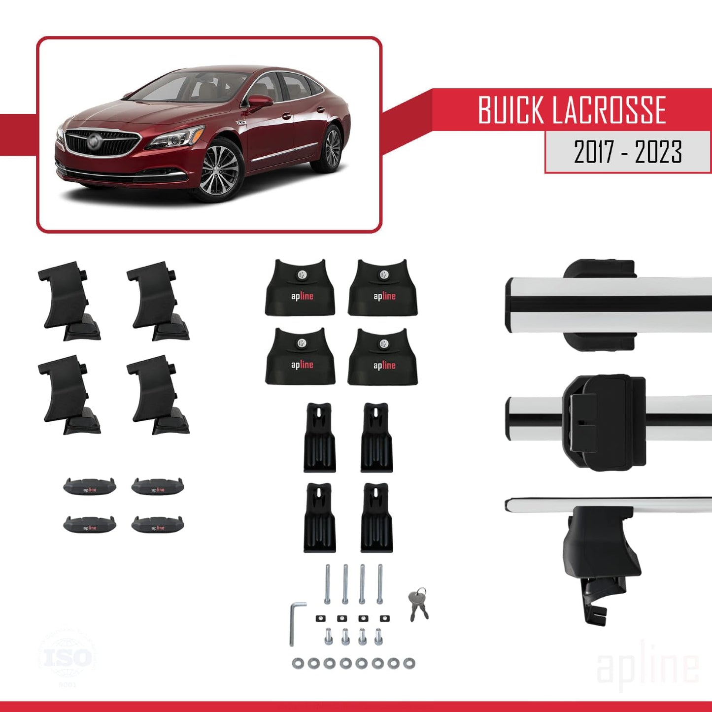 Compatible with Buick Lacrosse 2017-2023 ACE-4 Car Roof Rack Cross Bar Grey Aluminium 2 Bars