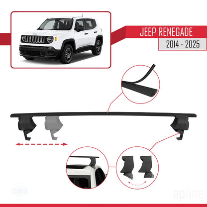 Compatible with Jeep Renegade (BU) 2014-2025 ACE-4 Car Roof Rack Cross Bar Black Aluminium 2 Bars