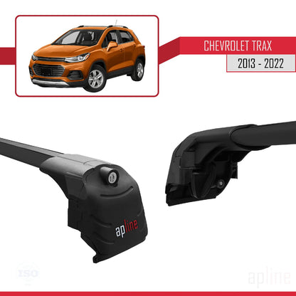 Compatible with Chevrolet Trax (U200) 2013-2022 ACE-2 Car Roof Rack Cross Bar Black Aluminium 2 Bars