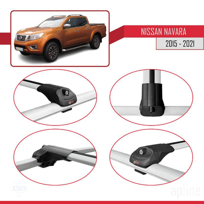Compatible with Nissan Navara 4 (D23) 2015-2021 ACE-1 Car Roof Rack Cross Bar Grey Aluminium 2 Bars