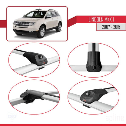 Compatible with Lincoln MKX (U388) 2007-2015 ACE-1 Car Roof Rack Cross Bar Grey Aluminium 2 Bars