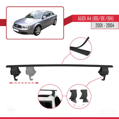 Compatible with Audi A4 (B6) 2001-2004 ACE-4 Car Roof Rack Cross Bar Black Aluminium 2 Bars