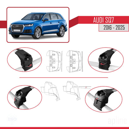 Compatible with Audi SQ7 (4M) 2016-2025 ACE-2 Car Roof Rack Cross Bar Grey Aluminium 2 Bars