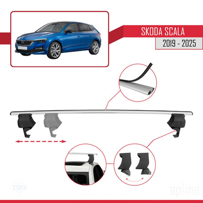 Compatible with Skoda Scala 2019-2025 ACE-4 Car Roof Rack Cross Bar Grey Aluminium 2 Bars