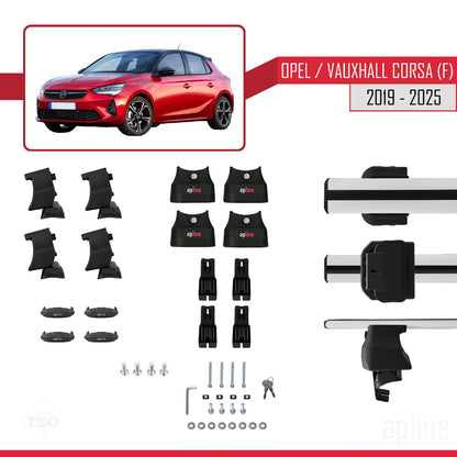 Compatible with Opel/Vauxhall Corsa F 2019-2025 ACE-4 Car Roof Rack Cross Bar Grey Aluminium 2 Bars