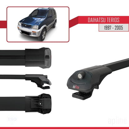 Compatible with Daihatsu Terios (J100) 1997-2005 ACE-1 Car Roof Rack Cross Bar Black Aluminium 3 Bars