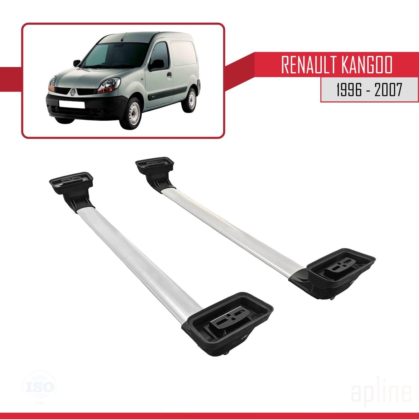 Compatible with Renault Kangoo 1996-2007 ACE-3 Car Roof Rack Cross Bar Grey Aluminium 2 Bars