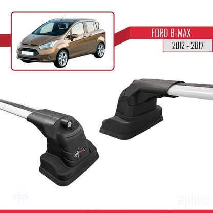 Compatible with Ford B-Max (B232) 2012-2017 ACE-3 Car Roof Rack Cross Bar Grey Aluminium 2 Bars