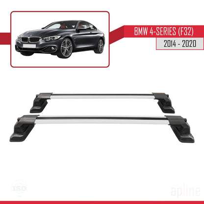 Compatible with BMW 4 Series (F32) 2014-2020 ACE-3 Car Roof Rack Cross Bar Grey Aluminium 2 Bars