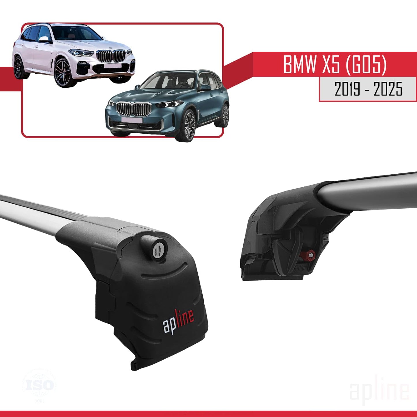 Compatible with BMW X5 (G05) 2019-2025 ACE-2 Car Roof Rack Cross Bar Grey Aluminium 2 Bars