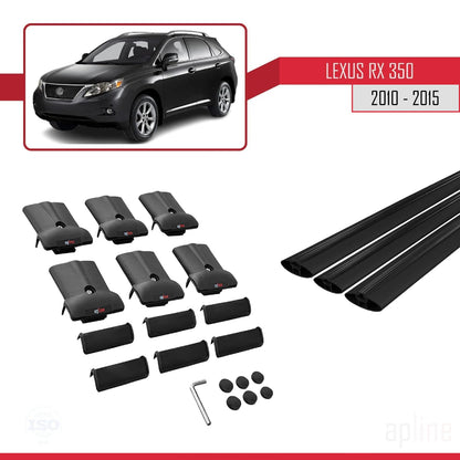 Compatible with Lexus RX 3 (AL10) 2010-2015 Fly Model Car Roof Rack Cross Bar Black Aluminium 3 Bars