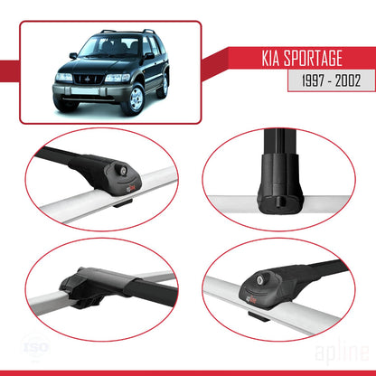 Compatible with Kia Sportage 1997-2002 ACE-1 Car Roof Rack Cross Bar Black Aluminium 2 Bars