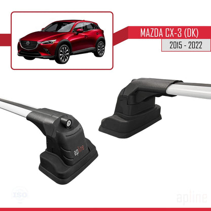 Compatible with Mazda CX-3 (DK) 2015-2022 ACE-3 Car Roof Rack Cross Bar Grey Aluminium 2 Bars