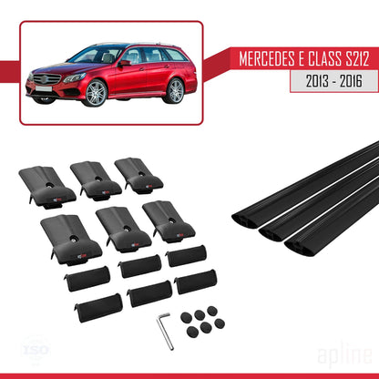 Compatible with Mercedes E Class S212 2013-2016 Fly Model Car Roof Rack Cross Bar Black Aluminium 3 Bars