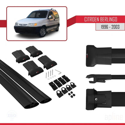 Compatible with Citroen Berlingo (M49) 1996-2003 Fly Model Car Roof Rack Cross Bar Black Aluminium 2 Bars