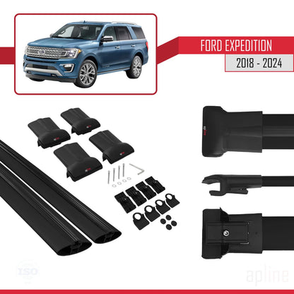 Compatible with Ford Expedition 2018-2024 Fly Model Car Roof Rack Cross Bar Black Aluminium 2 Bars