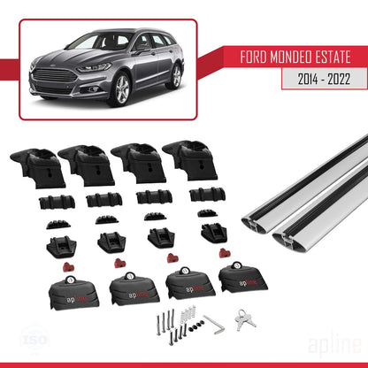 Compatible with Ford Mondeo 4 (CD391) 2014-2022 ACE-2 Car Roof Rack Cross Bar Grey Aluminium 2 Bars