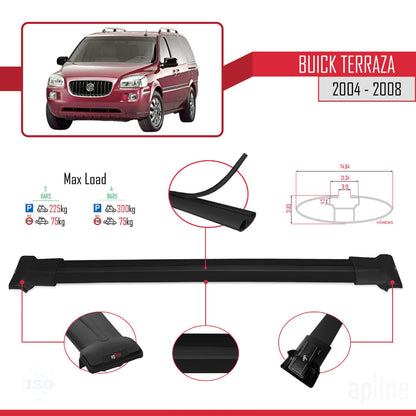 Compatible with Buick Terraza CXL 2004-2008 Fly Model Car Roof Rack Cross Bar Black Aluminium 3 Bars