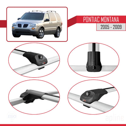 Compatible with Pontiac Montana 2005-2009 ACE-1 Car Roof Rack Cross Bar Grey Aluminium 2 Bars