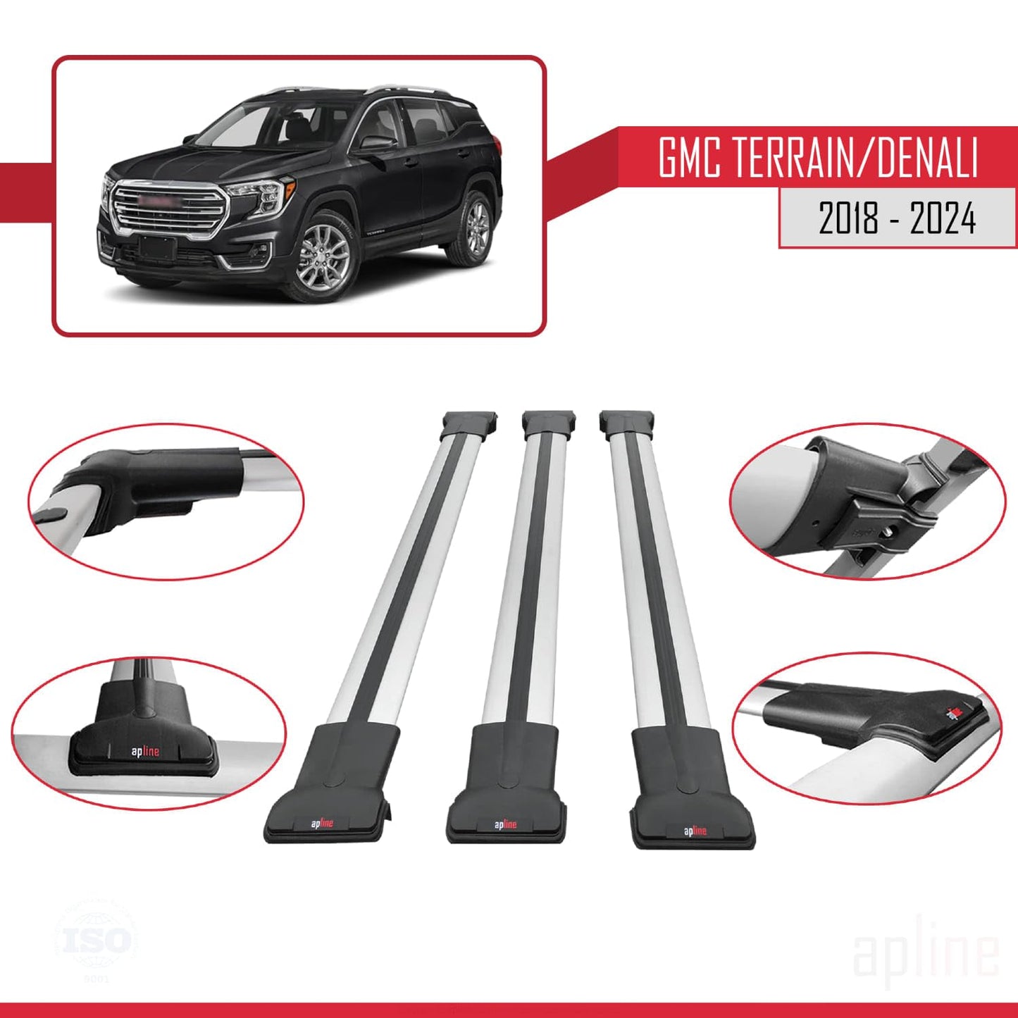 Compatible with Acura TSX Sport Wagon 2011-2014 Fly Model Car Roof Rack Cross Bar Grey Aluminium 3 Bars