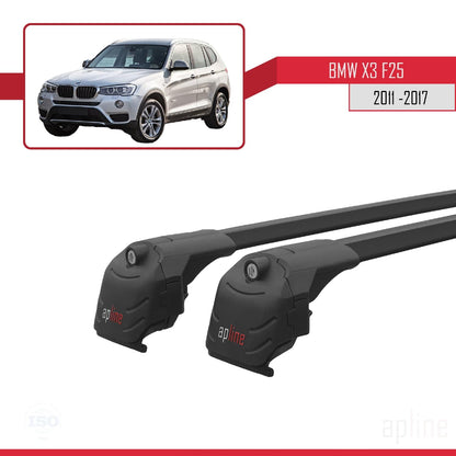 Compatible with BMW X3 (F25) 2011-2017 ACE-2 Car Roof Rack Cross Bar Black Aluminium 2 Bars