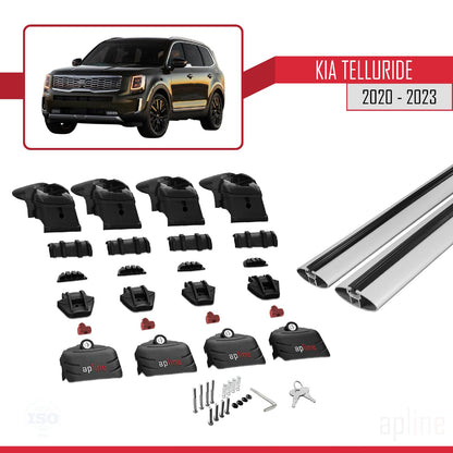 Compatible with Kia Telluride 2020-2024 ACE-2 Car Roof Rack Cross Bar Grey Aluminium 2 Bars