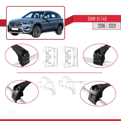 Compatible with BMW X1 (F48) 2016-2022 ACE-2 Car Roof Rack Cross Bar Black Aluminium 2 Bars