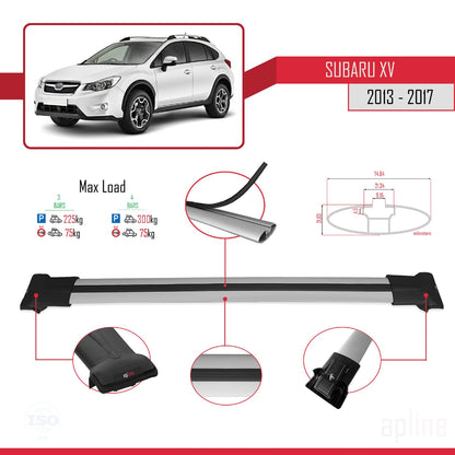 Compatible with Subaru XV 2013-2017 Fly Model Car Roof Rack Cross Bar Grey Aluminium 3 Bars