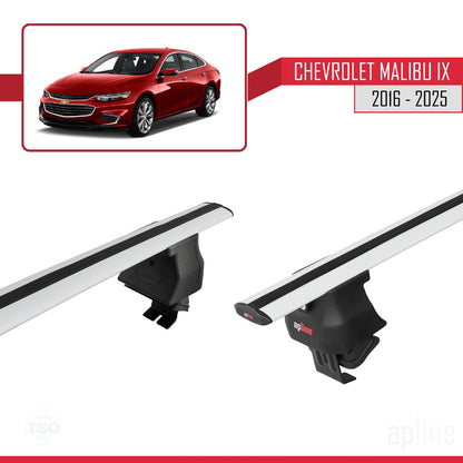 Compatible with Chevrolet Malibu IX 2016-2025 ACE-4 Car Roof Rack Cross Bar Grey Aluminium 2 Bars