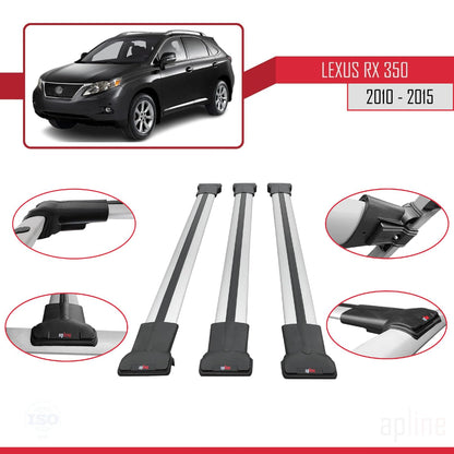 Compatible with Lexus RX 3 (AL10) 2010-2015 Fly Model Car Roof Rack Cross Bar Grey Aluminium 3 Bars