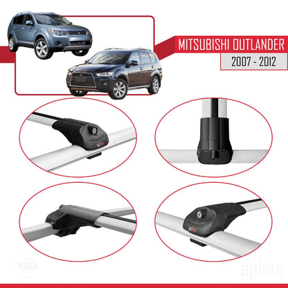 Compatible with Mitsubishi Outlander 2 2007-2012 ACE-1 Car Roof Rack Cross Bar Grey Aluminium 2 Bars