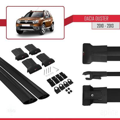 Compatible with Dacia Duster (HS) Pre-Facelift 2010-2013 Fly Model Car Roof Rack Cross Bar Black Aluminium 2 Bars