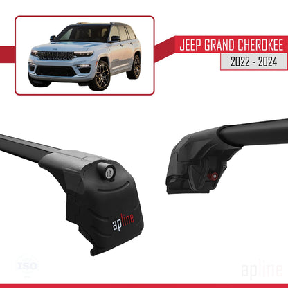 Compatible with Jeep Grand Cherokee 2022-2024 ACE-2 Car Roof Rack Cross Bar Black Aluminium 2 Bars