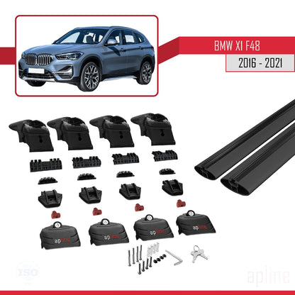 Compatible with BMW X1 (F48) 2016-2022 ACE-2 Car Roof Rack Cross Bar Black Aluminium 2 Bars