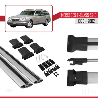 Compatible with Mercedes E Class S210 Wagon 1998-2002 Fly Model Car Roof Rack Cross Bar Grey Aluminium 2 Bars