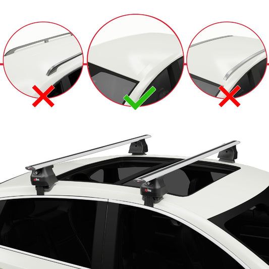 Compatible with Audi A4 (B9) Pre-Facelift 2016-2019 ACE-4 Car Roof Rack Cross Bar Grey Aluminium 2 Bars