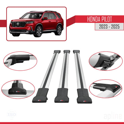 Compatible with Honda Pilot 2023-2025 Fly Model Car Roof Rack Cross Bar Grey Aluminium 3 Bars