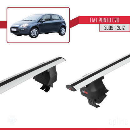 Compatible with Fiat Punto Evo (199) 2009-2012 ACE-4 Car Roof Rack Cross Bar Grey Aluminium 2 Bars