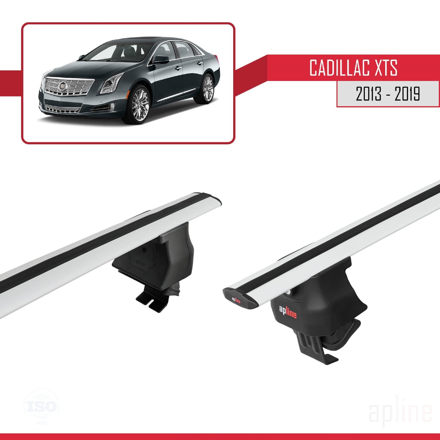 Compatible with Cadillac XTS 2013-2019 ACE-4 Car Roof Rack Cross Bar Grey Aluminium 2 Bars