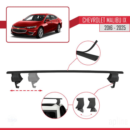 Compatible with Chevrolet Malibu IX 2016-2025 ACE-4 Car Roof Rack Cross Bar Black Aluminium 2 Bars