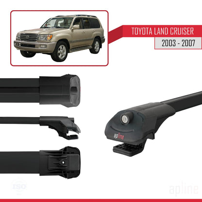 Compatible with Toyota Land Cruiser (J100) 2003-2007 ACE-1 Car Roof Rack Cross Bar Black Aluminium 2 Bars