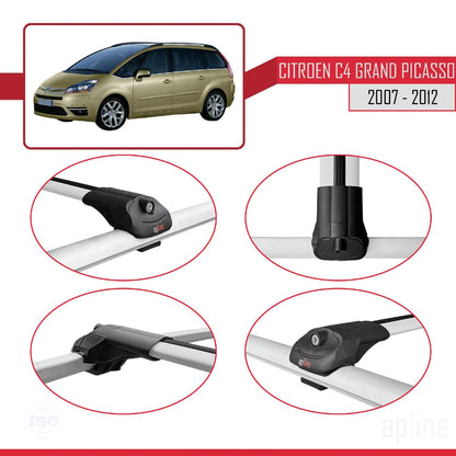 Compatible with Citroen Grand C4 Picasso 2007-2012 ACE-1 Car Roof Rack Cross Bar Grey Aluminium 2 Bars
