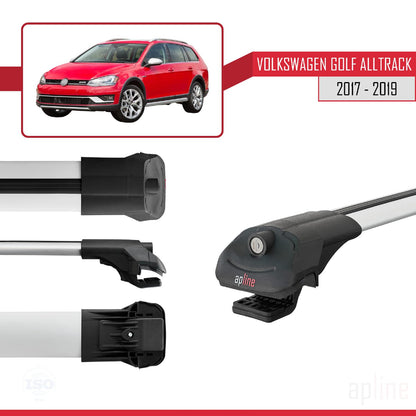 Compatible with VW Golf Alltrack Mk7 2017-2019 ACE-1 Car Roof Rack Cross Bar Grey Aluminium 3 Bars