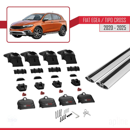 Compatible with Fiat Egea Cross 2020-2025 ACE-2 Car Roof Rack Cross Bar Grey Aluminium 2 Bars
